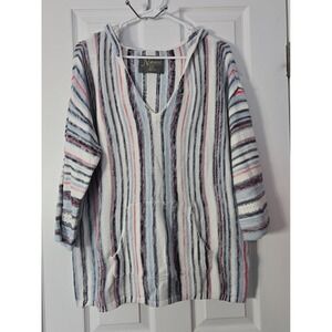 Natural Reflections Womans 3/4 Sleeve Hoodle Sweater Size Large 100% Cotton